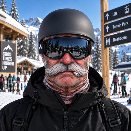 funny 3D grandpa face ski mask on model